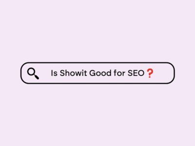 Purple background and search bar that says 'Is Showit good for SEO?'