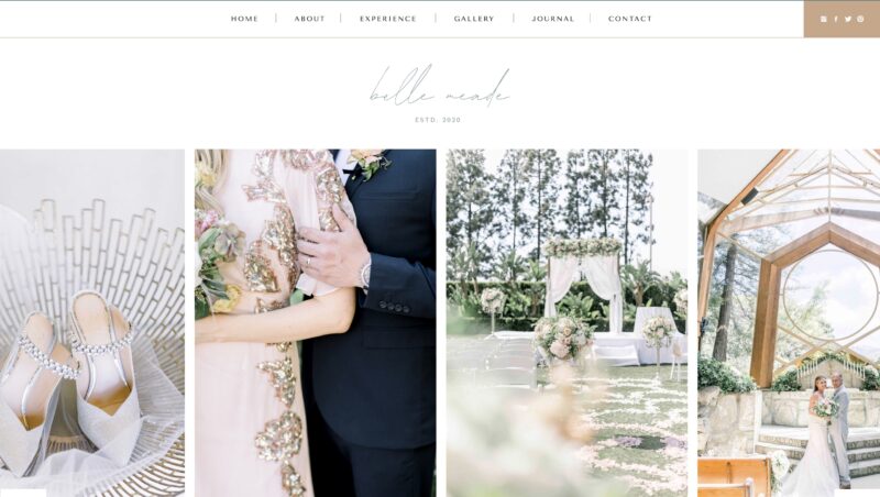 Elegant and romantic Showit template, ideal for wedding photographers and planners.