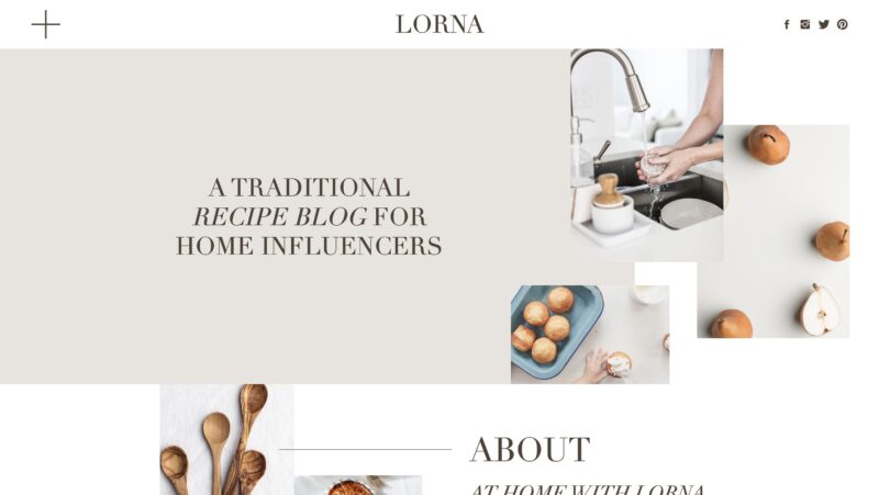 Minimal and stylish Showit template, perfect for food bloggers and home influencers.