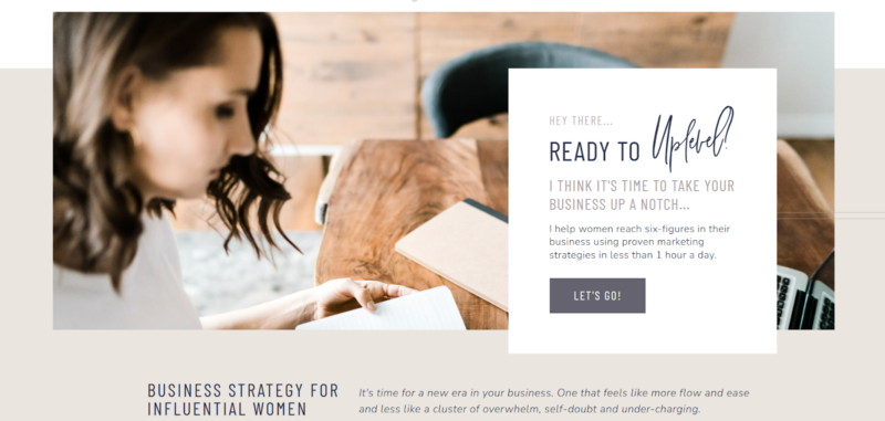 Bold Showit template highlighting a clean and modern design with a strong call to action and clear messaging, ideal for business-focused bloggers.
